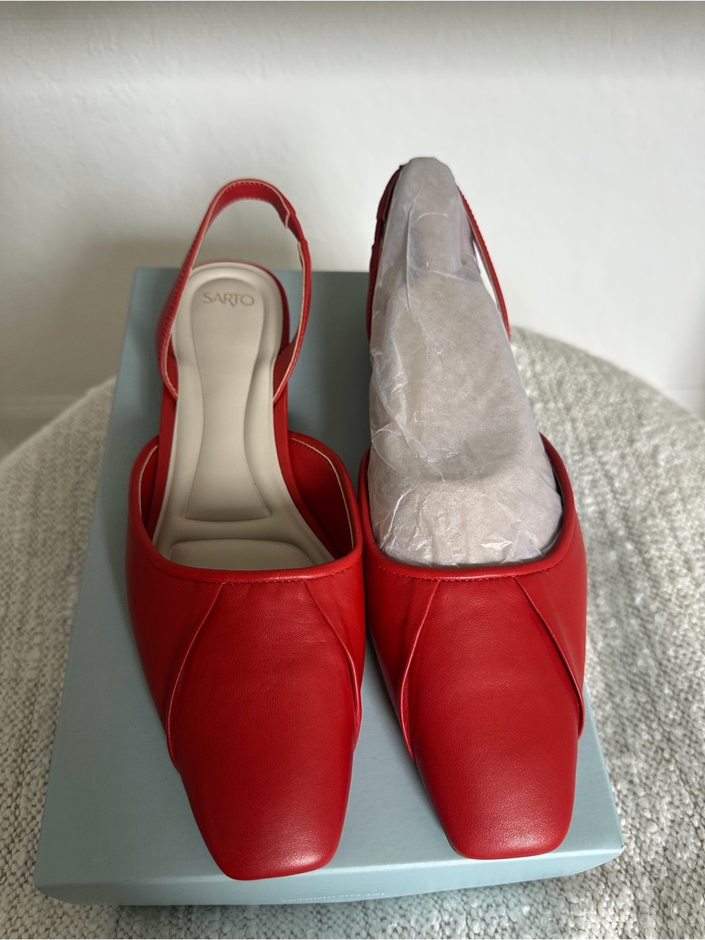 Franco Sarto Red Leather Slingback Flats